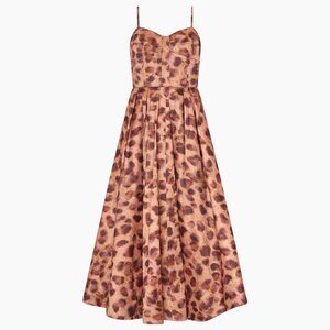 NWT Milly Leopard-Print Bustier Midi-Dress
